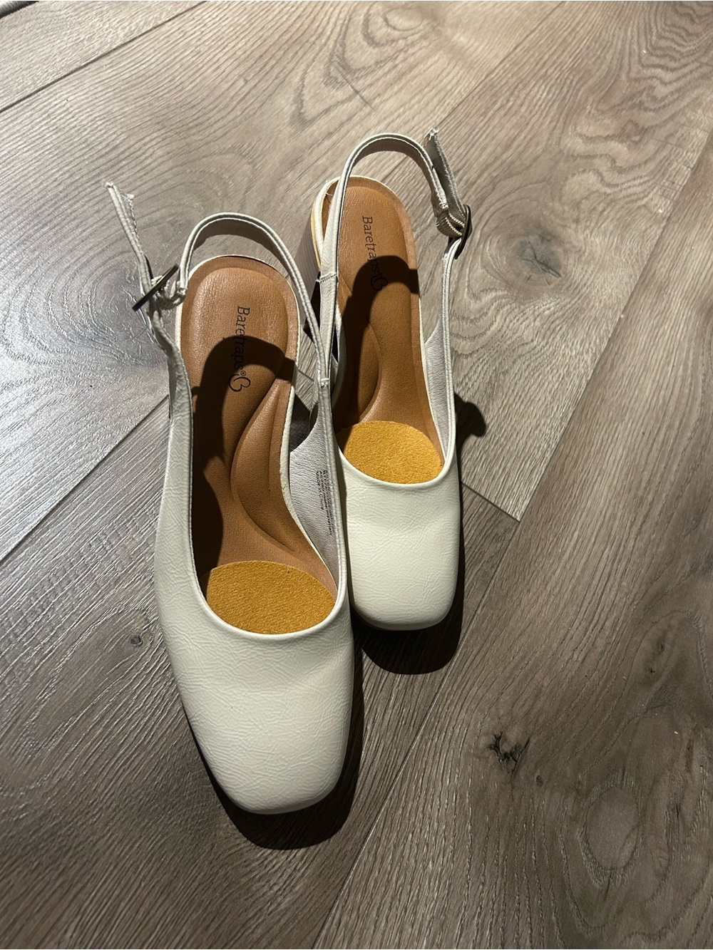 BareTraps White Slingback Square-Toe Mules